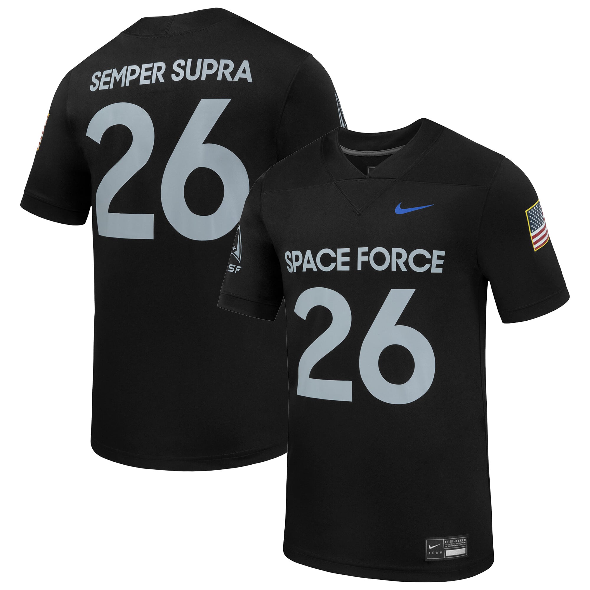 Air Force Falcons Nike Space Force Replica Football Jersey - Black