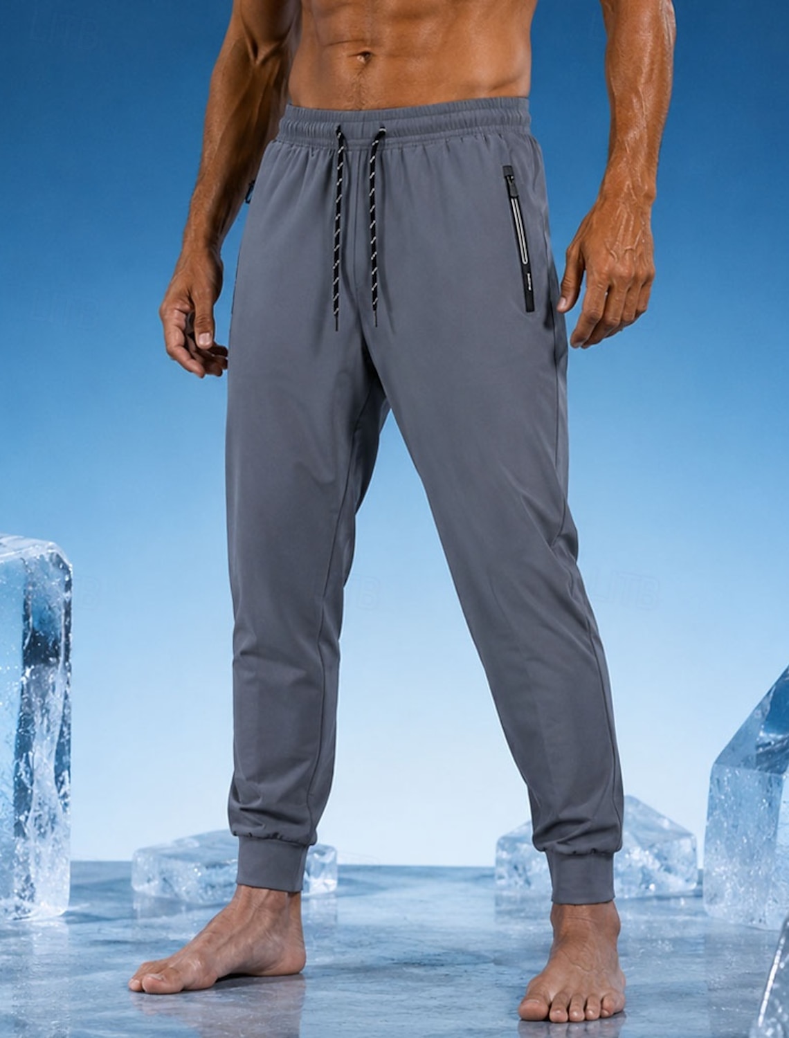 Men's Joggers Trousers Casual Pants Quick-dry Pants Cooling Pants Drawstring Pocket Elastic Waist Solid Color Lightweight Moisture Wicking Full Length Daily Gym Sports Outdoor Fashion Classic Style