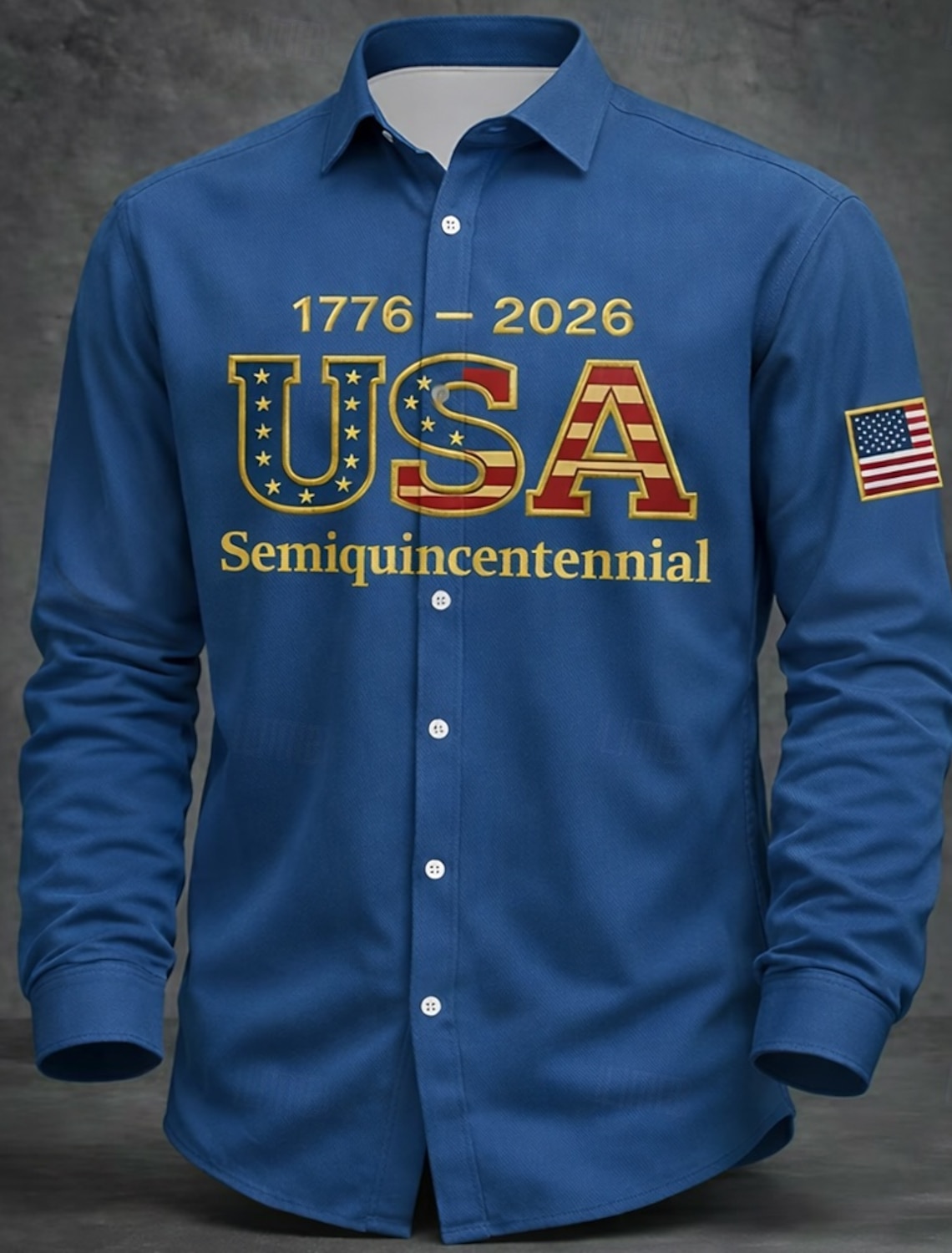 Men's 4th of July U.S. 250th Anniversary US Flag Patriotic Shirt Button Up Shirt Long Sleeve Vintage Retro Holiday Casual Daily Spring Fall Turndown 3D Print Linen Like Shirt Blue White Red
