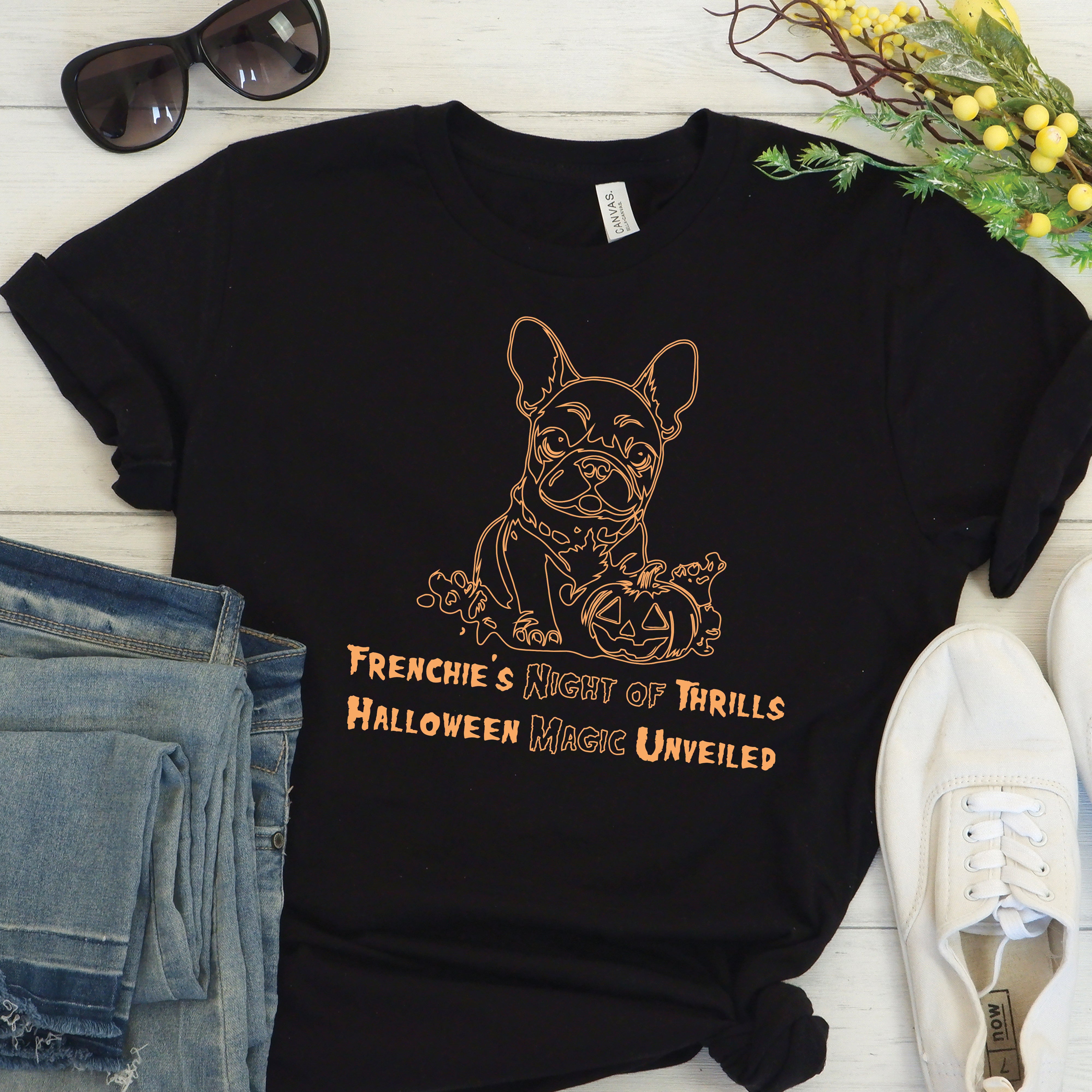 French Bulldog Halloween Night - Premium Unisex T-shirt Everyday Use