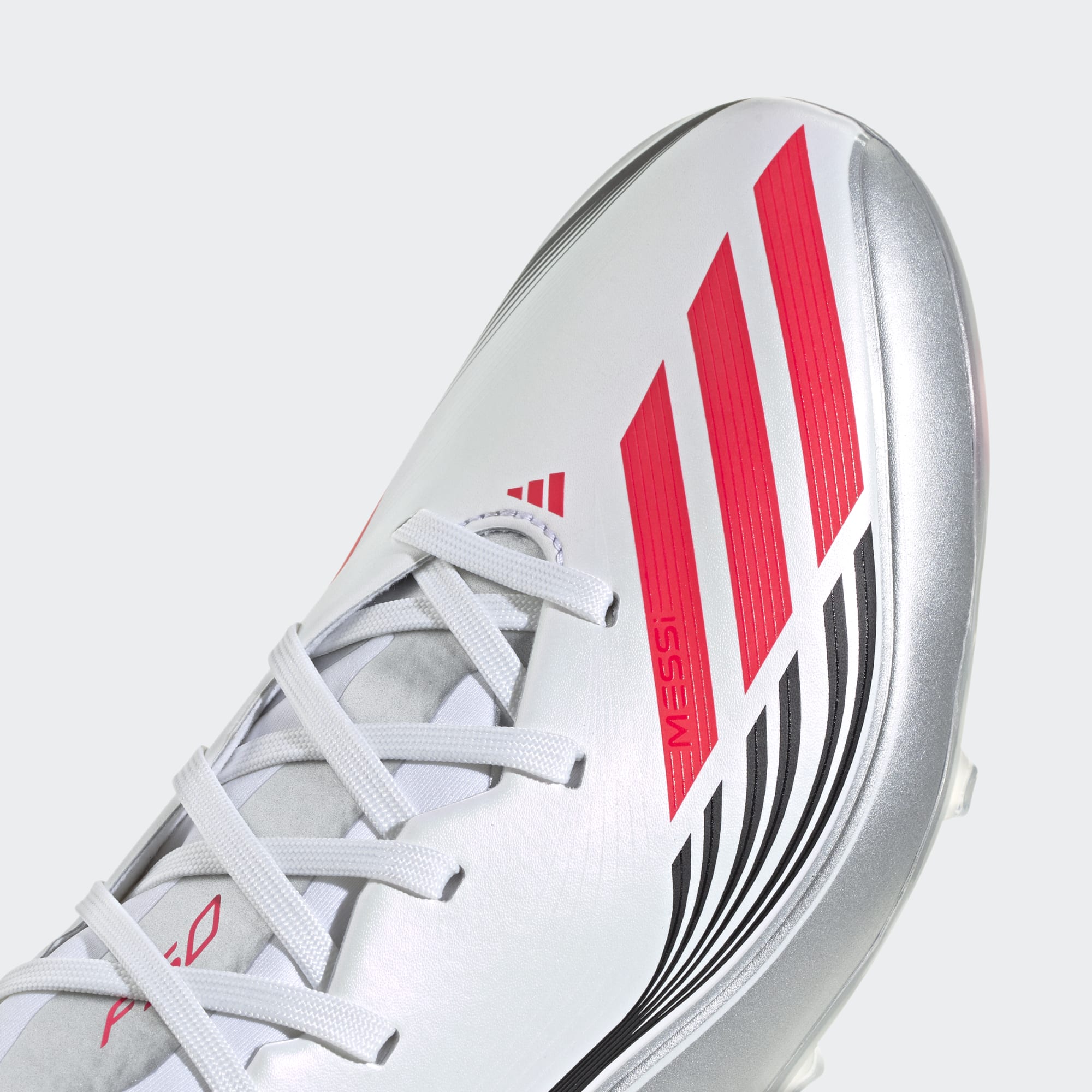 adidas F50 Messi League FG/MG Football Boots 2024 White Lucid Red Silver Metallic