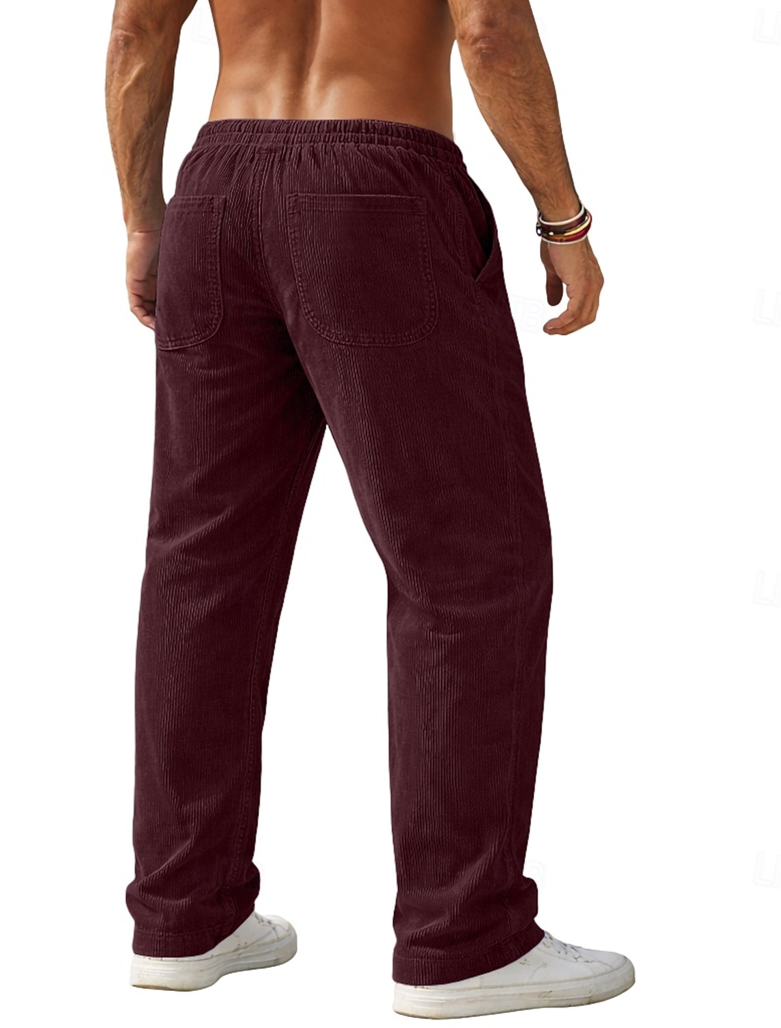 Men's Trousers Corduroy Pants Baggy Casual Drawstring Straight Leg