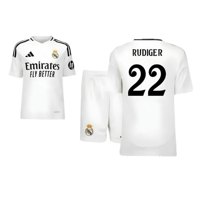 2024-2025 Real Madrid Home Youth Kit (Rudiger 22) - Stadium Quality...