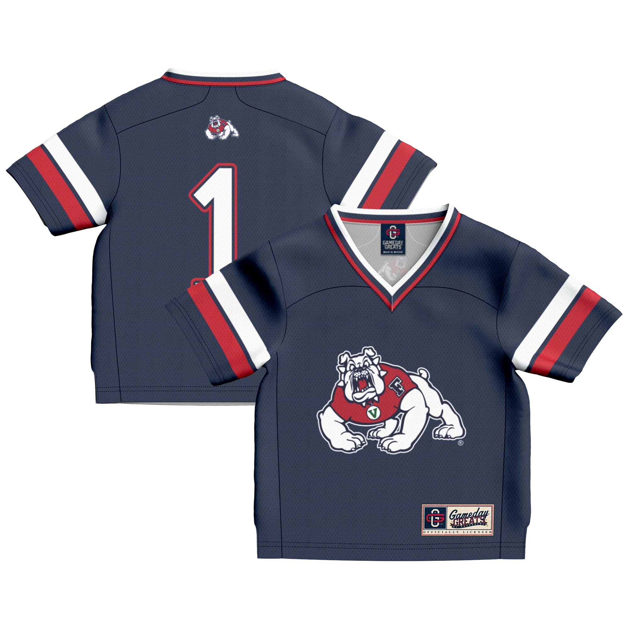 #1 Fresno State Bulldogs GameDay Greats Toddler Lightweight Collegiate Football Fashion 26/27 Football Jersey - Navy