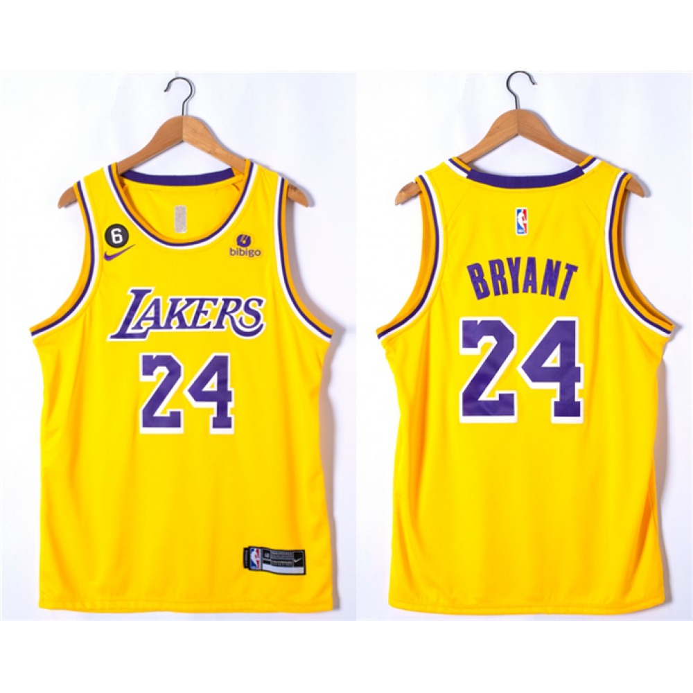 Budget-Friendly Men's LA Lakers #24 Kobe Yellow Basketball Jersey