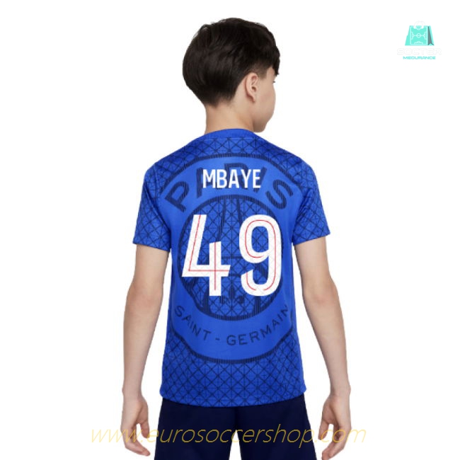 2025-2026 PSG Academy Pro Home Pre Match Shirt (Royal) - Kids (Mbaye 49)