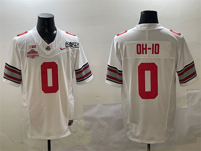 Men's OSU Buckeyes White 2025 official None #0 team authorized Jersey