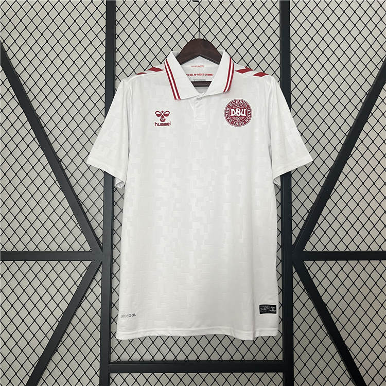 UEFA Euro 2024 Denmark Football Shirt Away White Soccer Jersey -