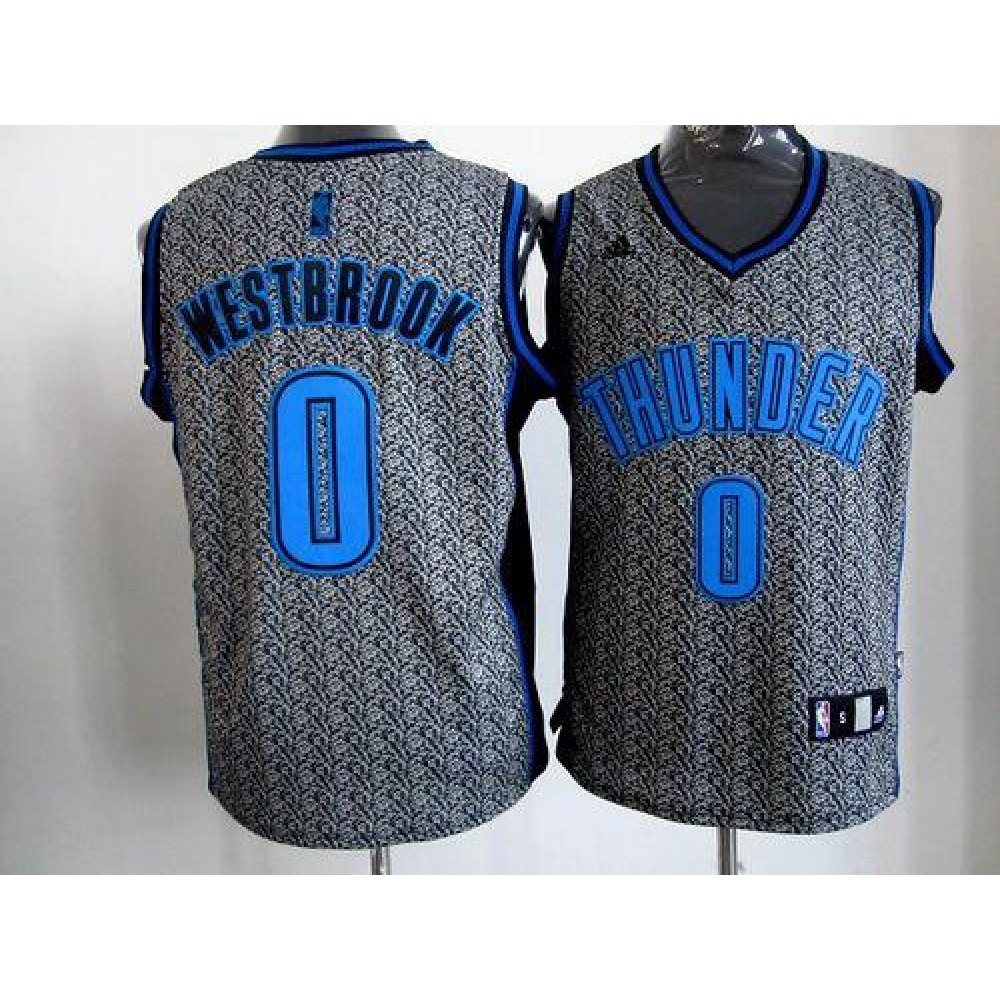 Thunder #0 Russell Westbrook Grey Static Fashion Stitched NBA Jersey