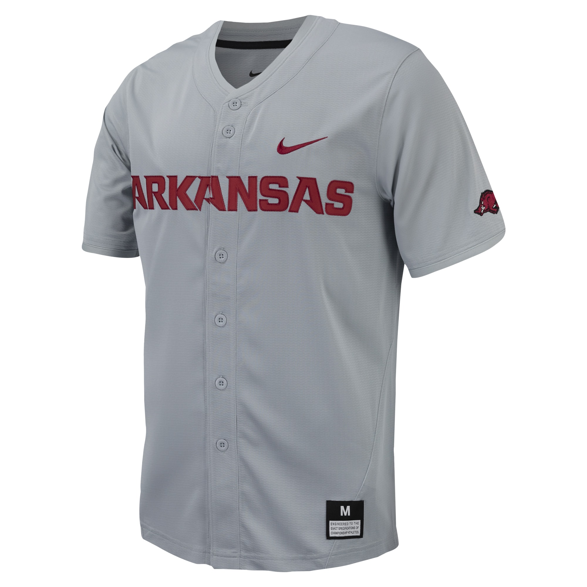 [DDG] Arkansas Razorbacks Replica Full-Button Baseball Jersey - Gray