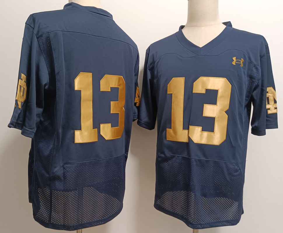 Men's ND Fighting Irish #13 Riley Leonard Blue 2024 official