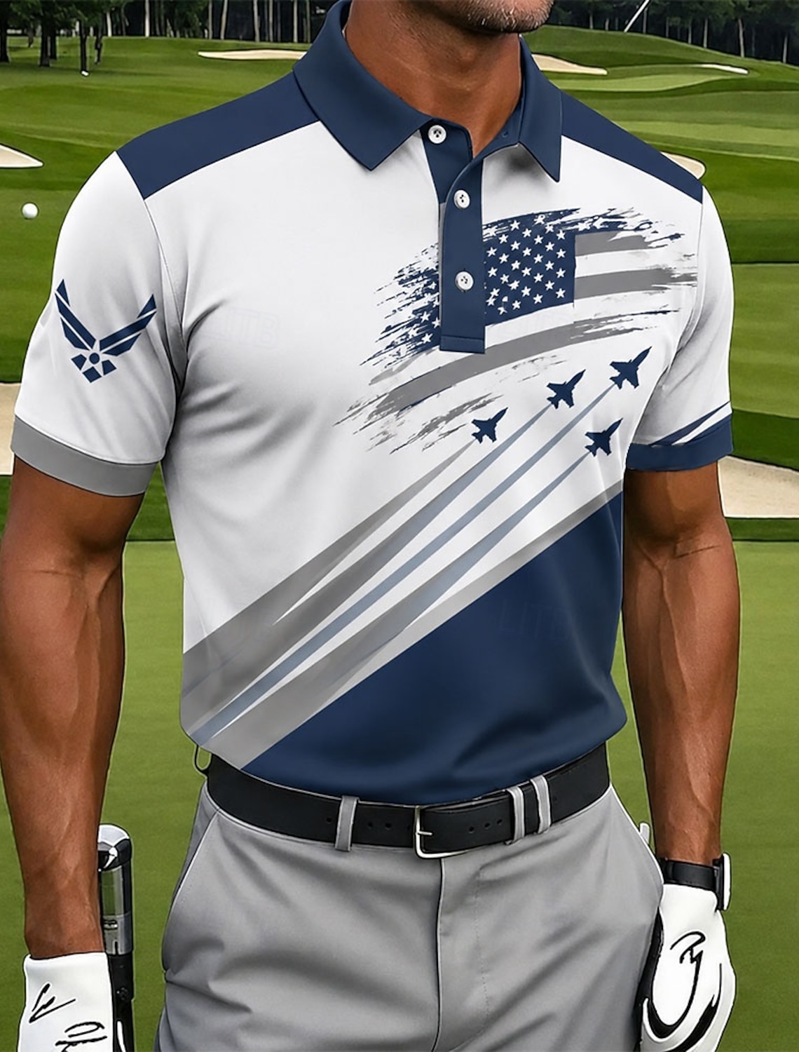 4th of July 2026 250th Men's American US Flag Golf Sports Polo Shirts Short Sleeve Polo Shirts Collared Shirts Casual Athleisure Daily Wear Festival Outfit 3D Print Buttons Breathable Mesh Spring