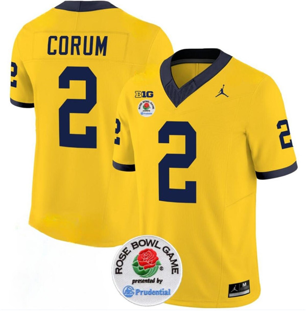 Men's Michigan UM Yellow 2023 premium Blake Corum #2 high quality