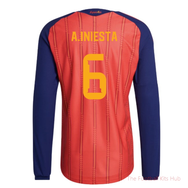 2026-2027 Spain Authentic Long Sleeve Home Shirt (A.Iniesta 6)