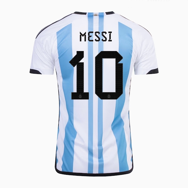 Comfort Fit Argentina 3 Star 2022 Home White MESSI Soccer Jersey