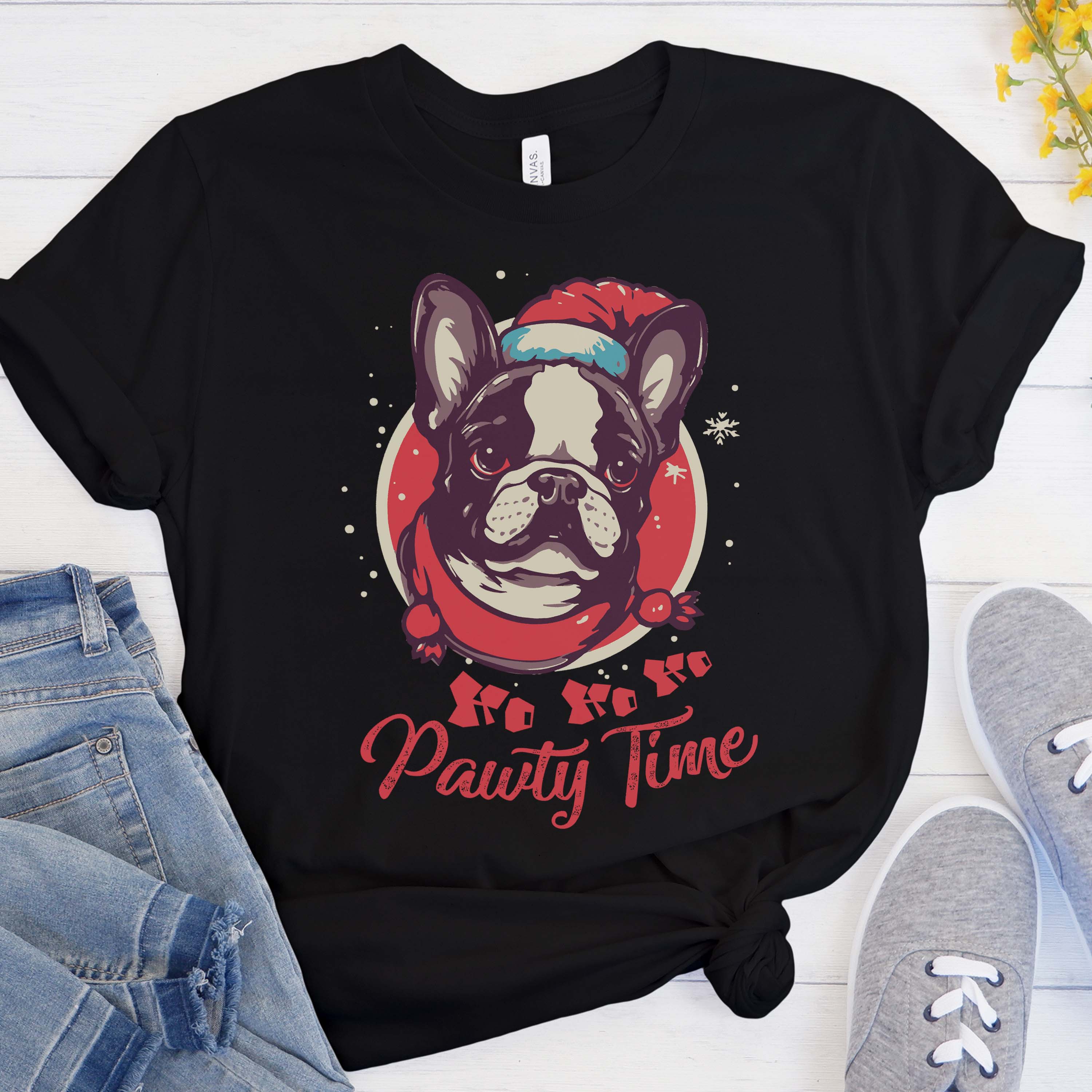 Christmas Party - Trendy Unisex T-shirt Frenchie Themed Wear | Comfy Fit