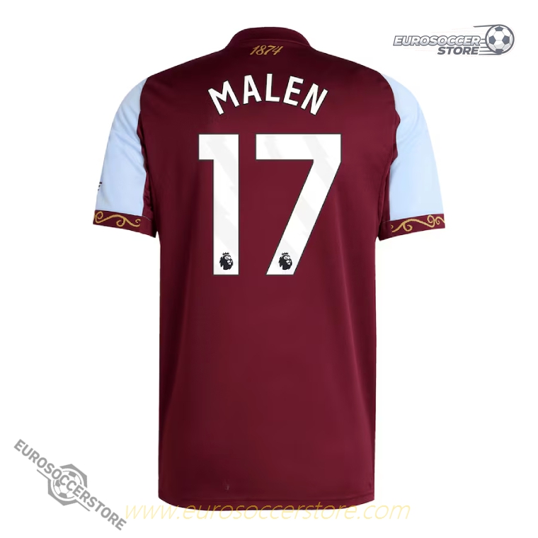 Aston Villa 25-26 Season Home Jersey with MALEN 17 Printing