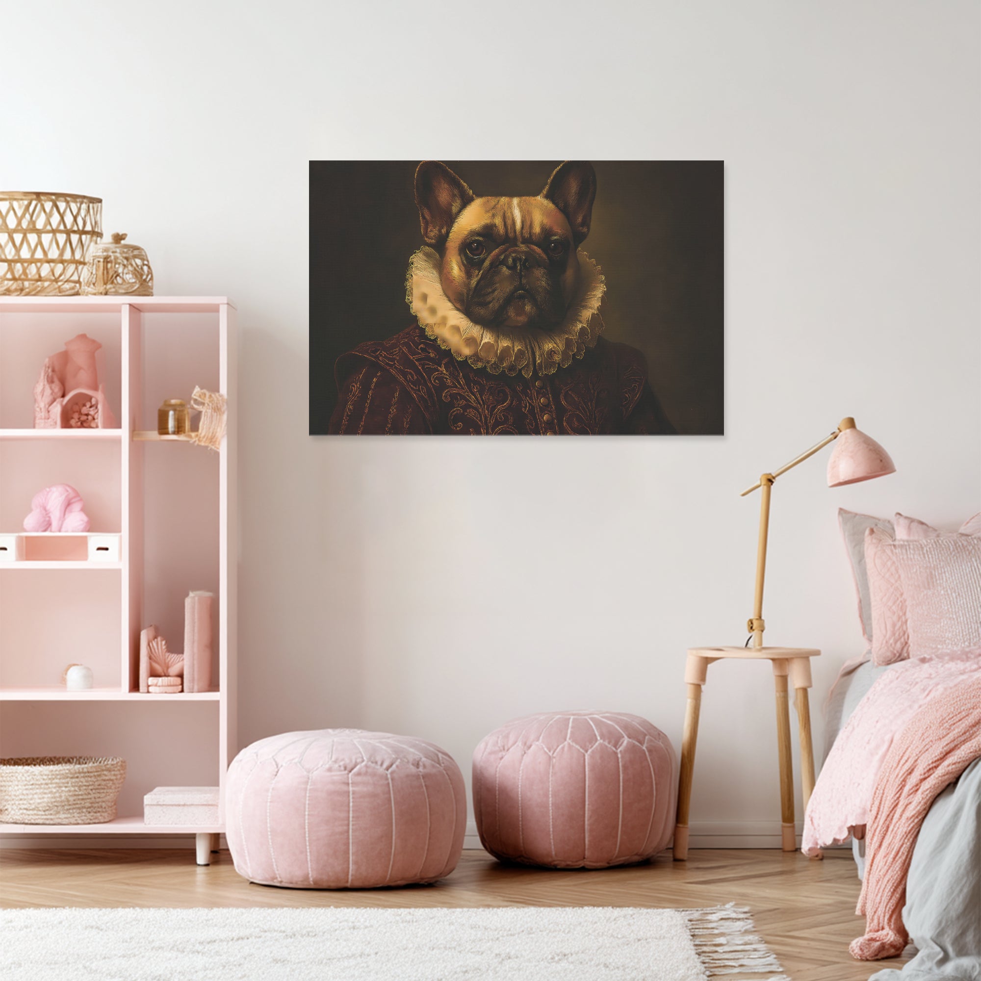 Minimal-Aesthetic Jeff - Adorable Frenchie Canvas Wall Art for Everyday