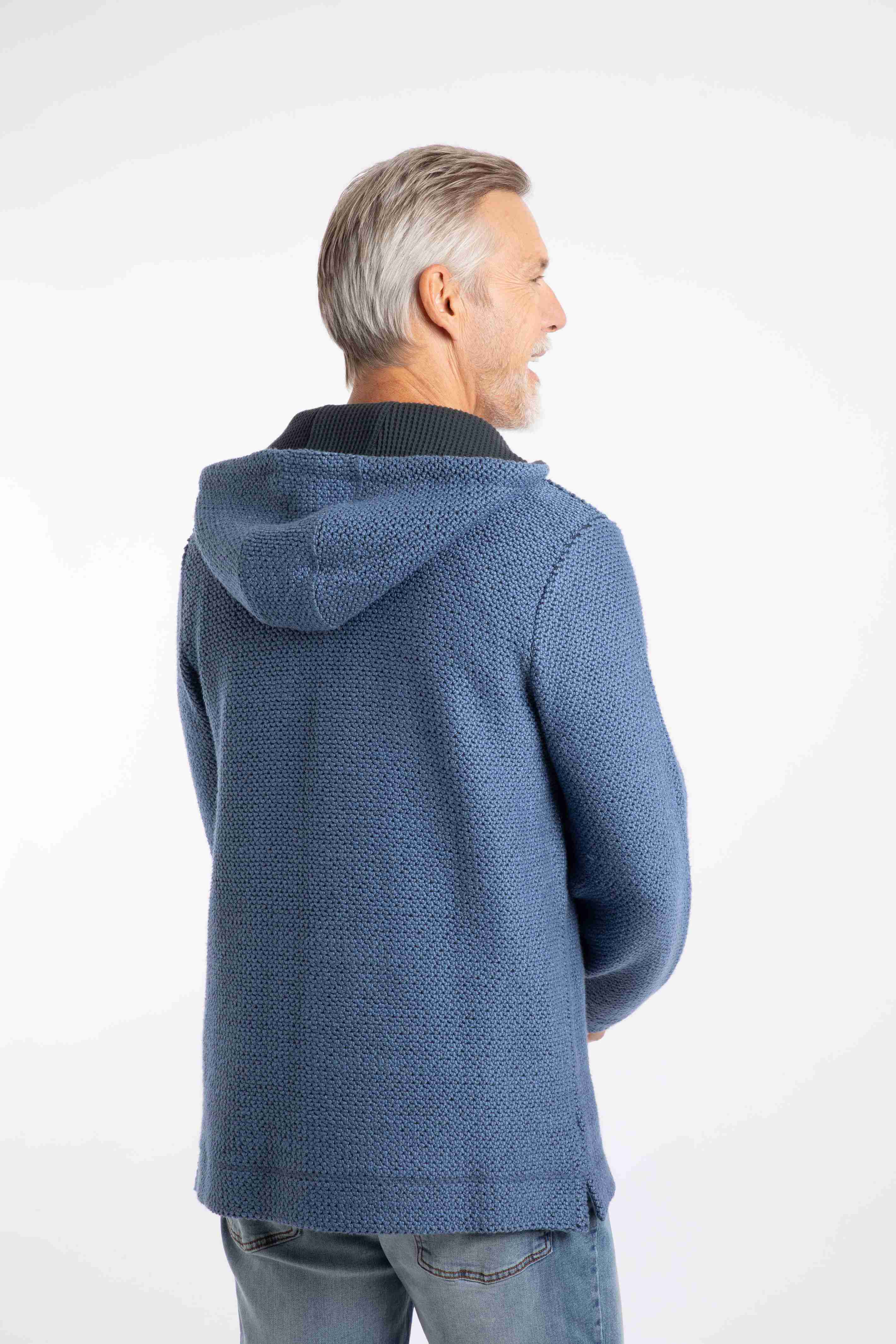 Bakersfield Button Neck Macaroni Hoodie Mid Blue