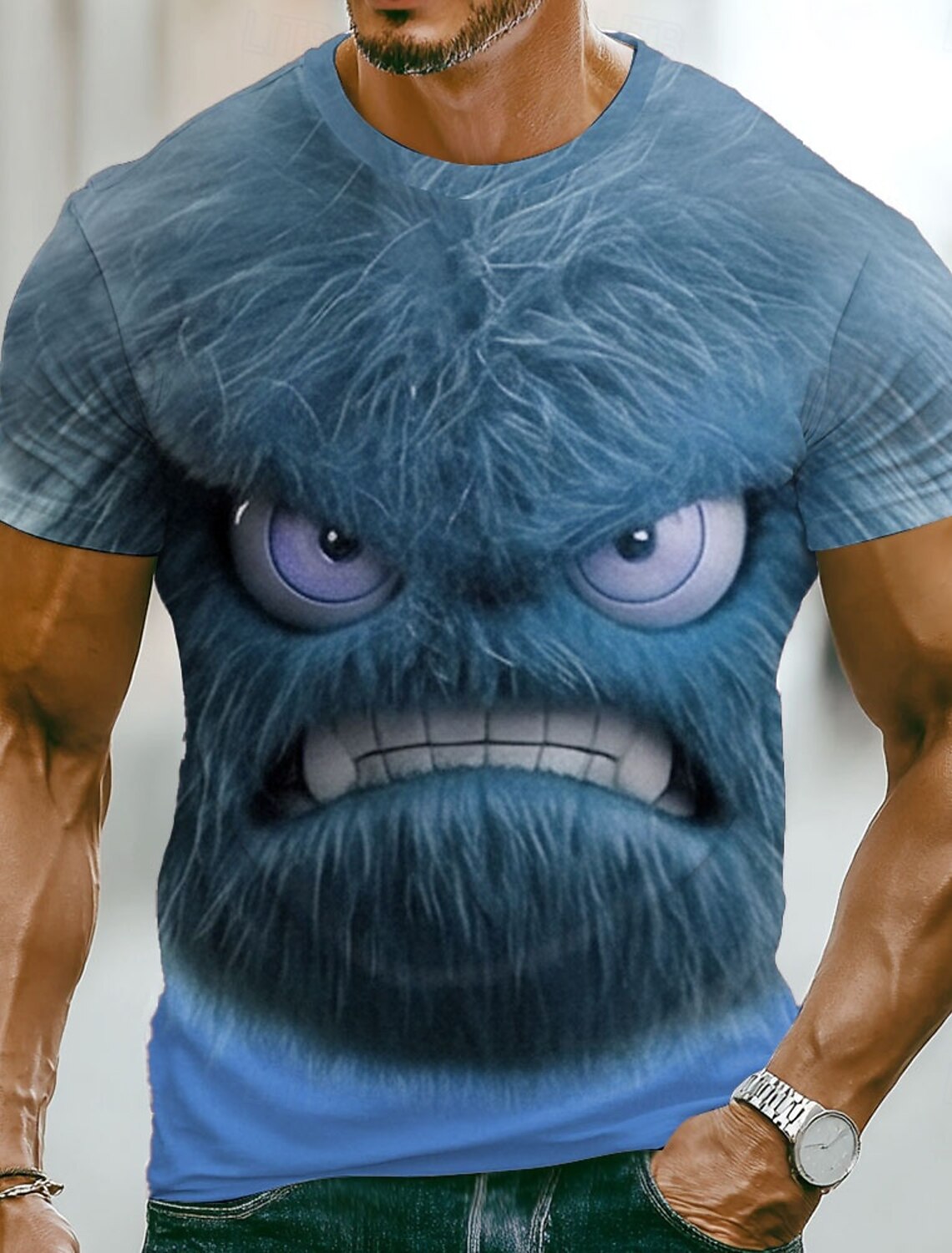 Men's 3D Human face T Shirt Short Sleeve T shirt 3D Print Crew Neck Shirt Exaggerated Designer Casual Daily Club Blue Black Red Summer Spring All Seasons Clothing Apparel S M L XL XXL XXXL