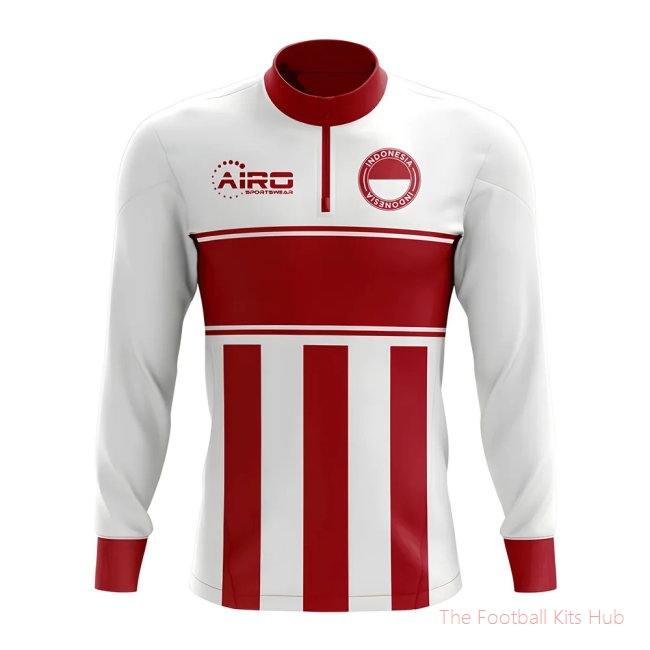 Indonesia Concept Football Half Zip Midlayer Top (White-Red)