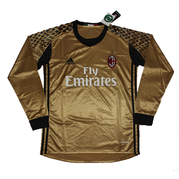 Moisture Wicking AC Milan Golden LS Goalkeeper 201617 Soccer Jersey