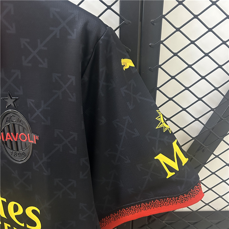 Moisture Wicking AC Milan X Off-White Shirt 2025 - Black