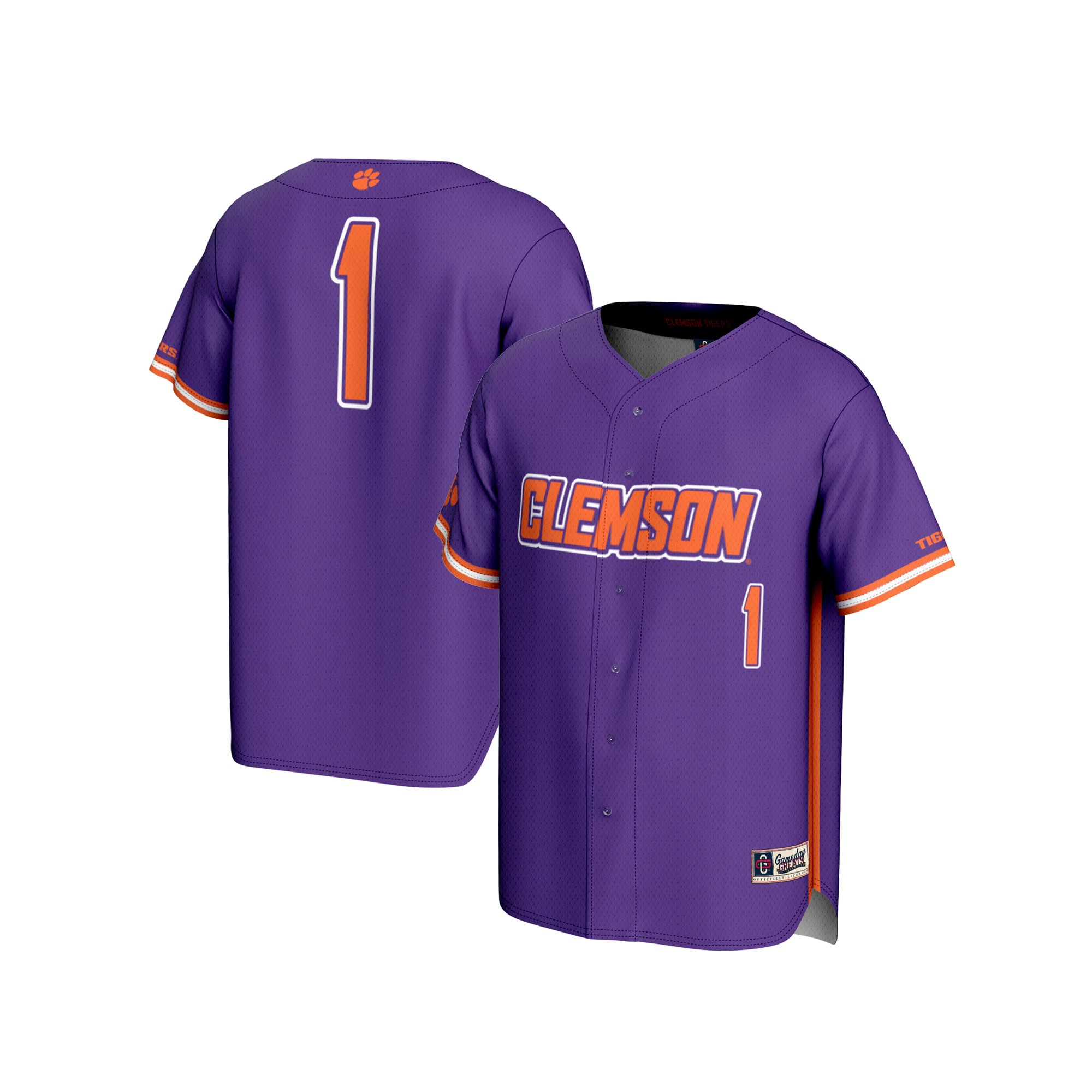 [NJP] Youth Clemson Tigers GameDay Greats Lightweight Baseball Fashion Jersey - Purple