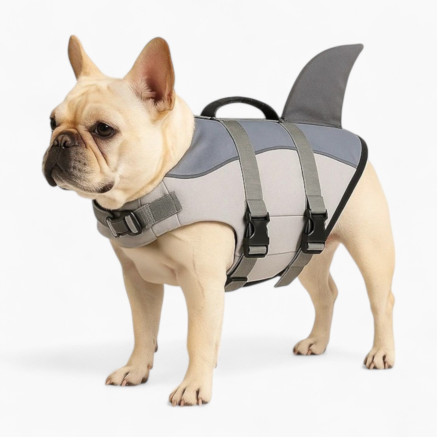Frenchie-Fan Jacket Swimwear For French Bulldogs : Shark Life Vest (w...