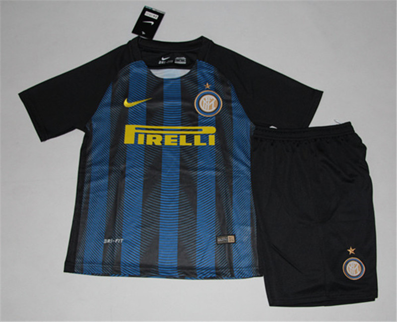 Match Quality Kids Inter Milan Home 201617 Soccer KitShirtShorts