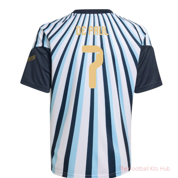 2026-2027 Argentina Pre-Match Shirt De Paul #7 Kids' Match Jersey