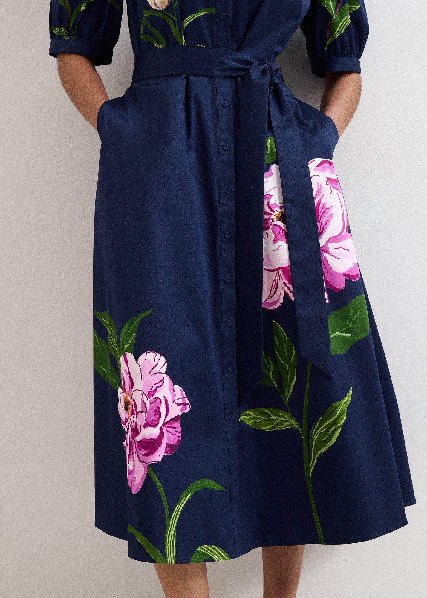 Petite Kerrie Navy Floral Shirt Dress