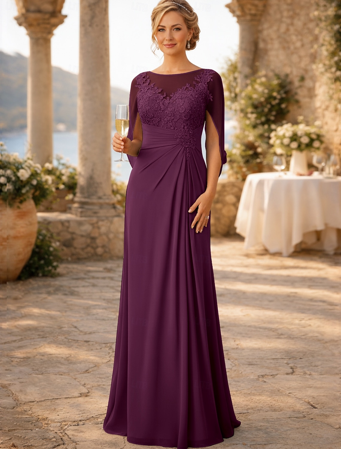 Sheath Column Floor Length Wedding Guest Dress Formal Dresses Evening Gown Mother of the Bride Dress Sleeveless Crew Neck Elegant Wedding Guest Engagement Party Chiffon with Appliques Ruching