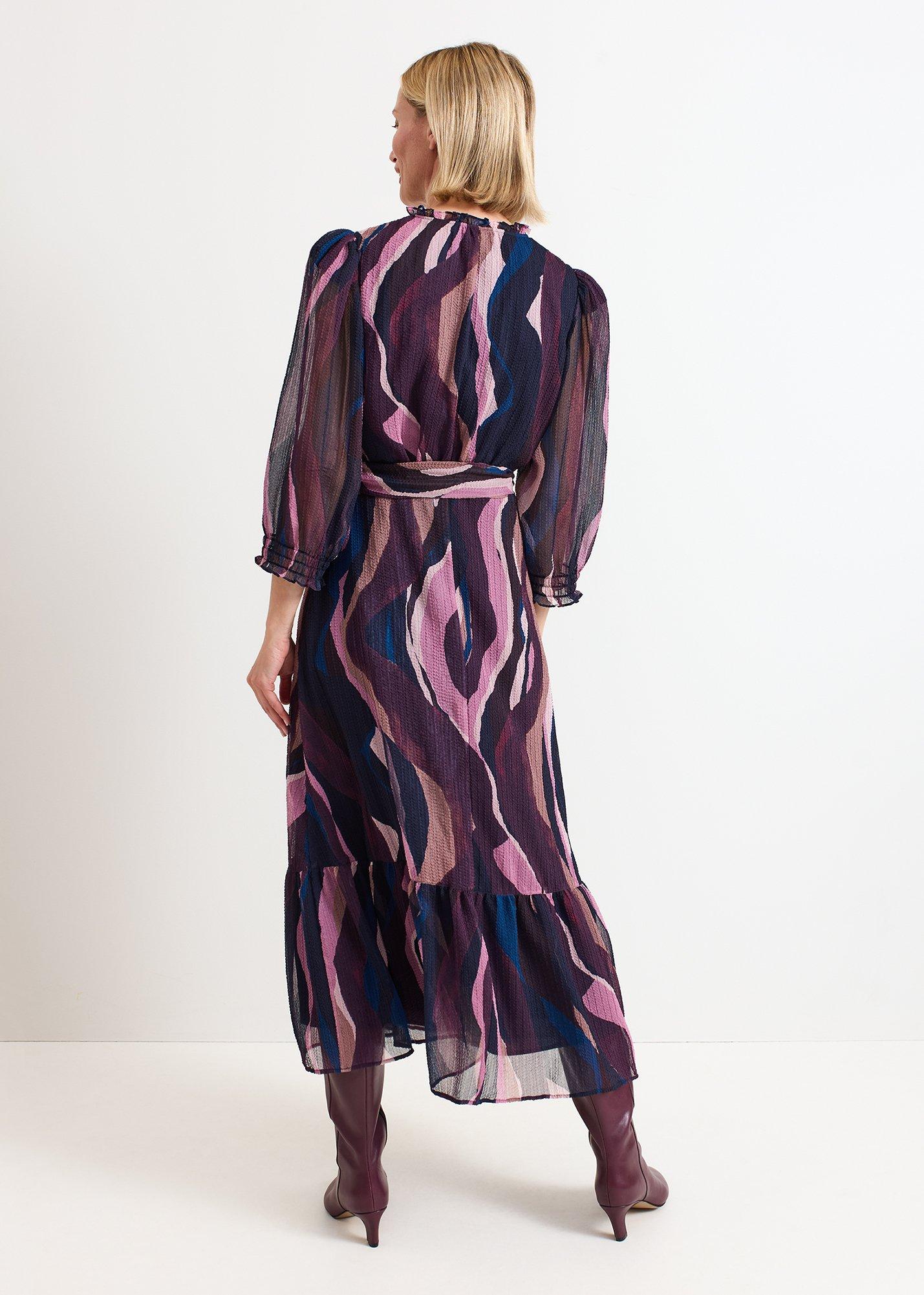 Petite Carra Swirl Puff Sleeve Midi Dress