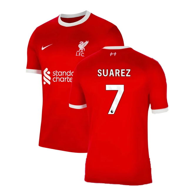 2023-20 Liverpool Home Football Shirt Suarez Name Number L M S