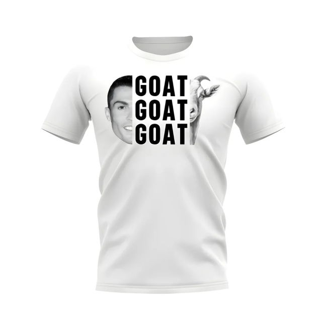 Cristiano Ronaldo Goat T-Shirt (White) - Match Day Ready - Custom P...