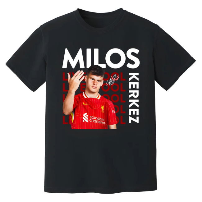 Chic Liverpool Milos Kerkez Liverpool New Signing T-Shirt (Black) f...