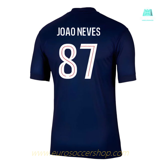 2025-2026 PSG Paris Saint Germain Home Shirt (Joao Neves 87)