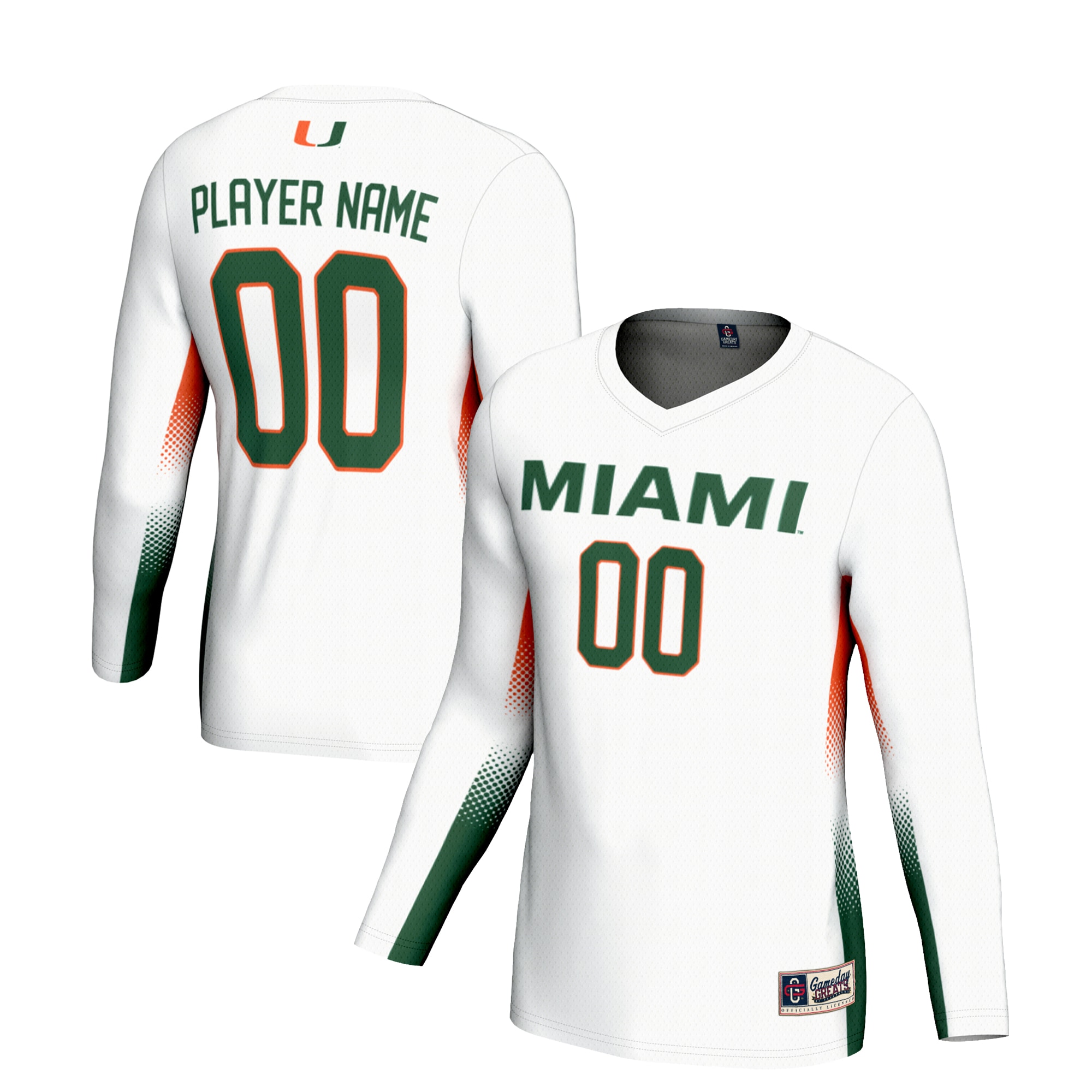 [NJP] Miami Hurricanes GameDay Greats Unisex NIL Lightweight Volleyball Jersey - White