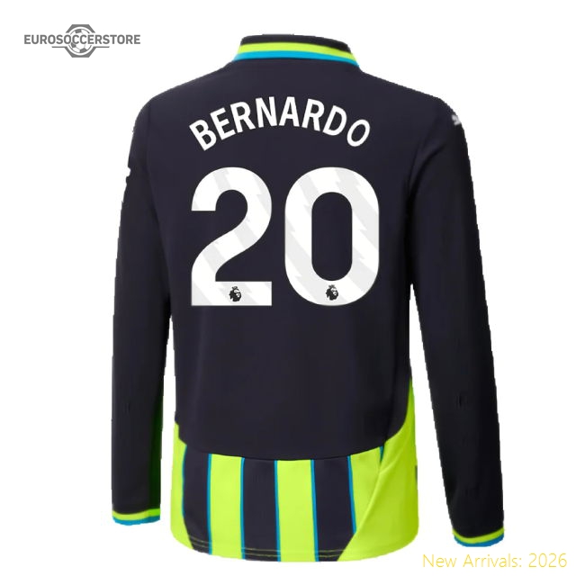 2024-2025 Man City Away Long Sleeve Shirt (Kids) (Bernardo 20)