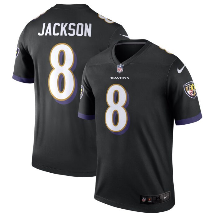 Men's Baltimore Ravens Lamar Jackson Nike Black Legend Jer...