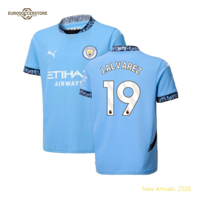 Man City J.alvarez Breathable Kids Jersey Dri-fit Machine-washable