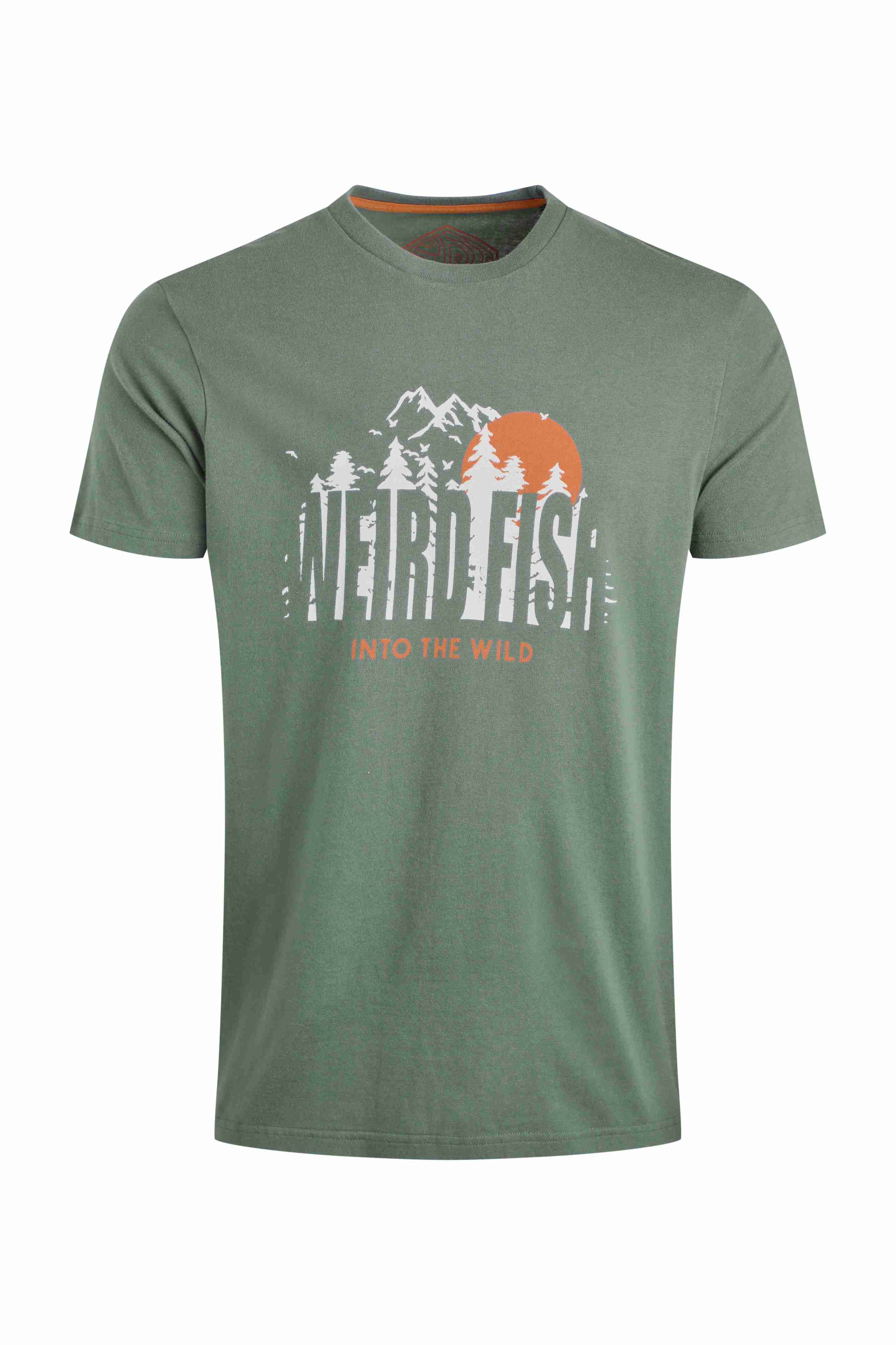 Into The Wild Front Print Graphic T-Shirt Army Green