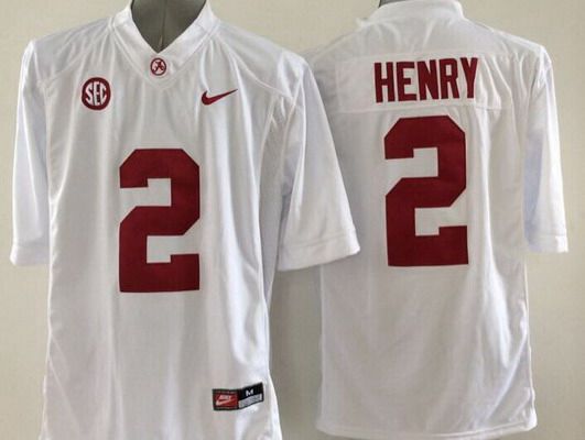 Men's Alabama Bama Derrick Henry #2 authentic White 2015 home jersey