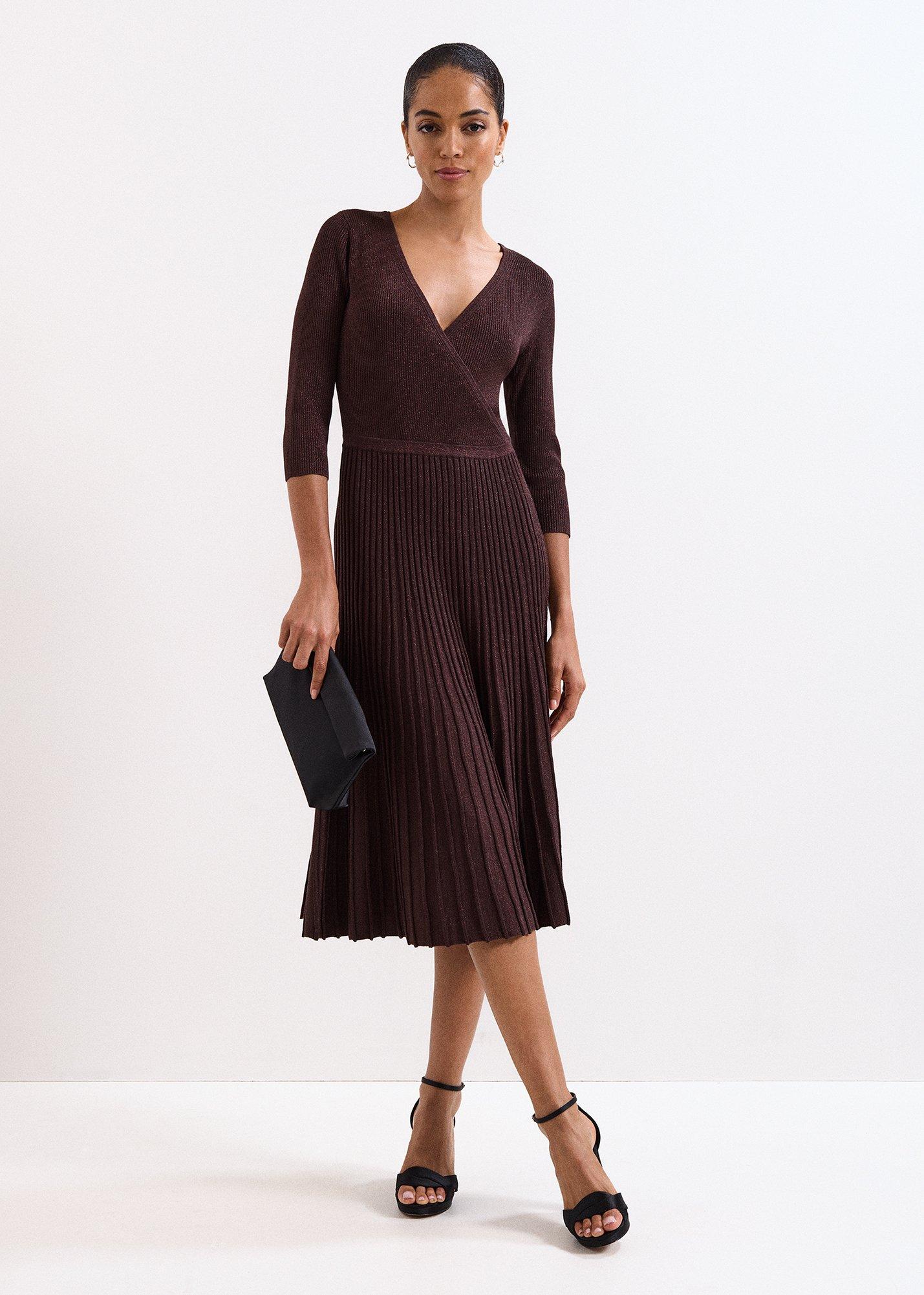Mina Shimmer Wrap Midi Dress