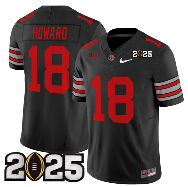 Men's OSU Ohio Black 2025 match worn Will Howard #18 high quality