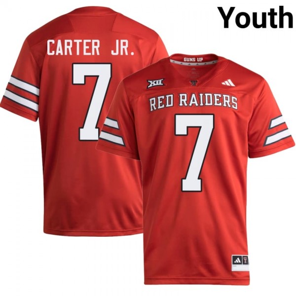 Texas Tech Red Raiders #7 Terrance Carter Jr. Youth Stitch Jersey - Red