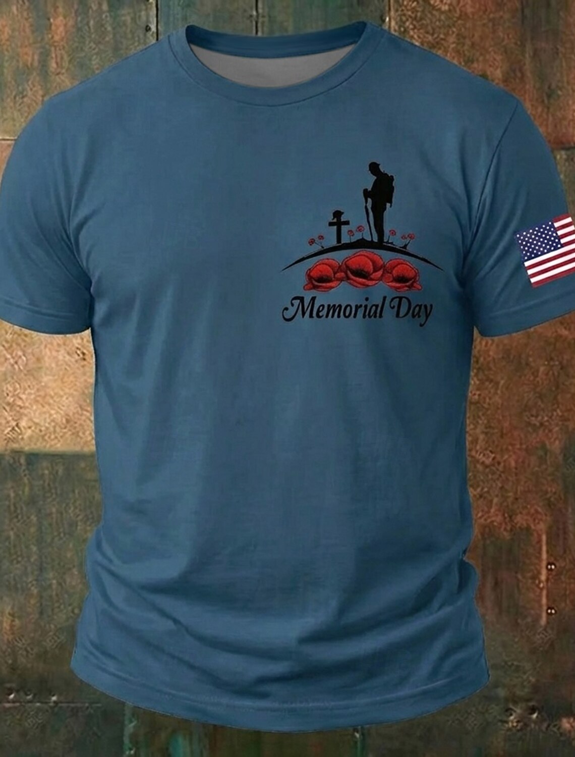 Memorial Day Men's Patriotic Soldier Silhouette Graphic T Shirt Minimalist Poppies Crew Neck Short Sleeve Veteran Tribute Honor Gift White Designer Clothing Apparel