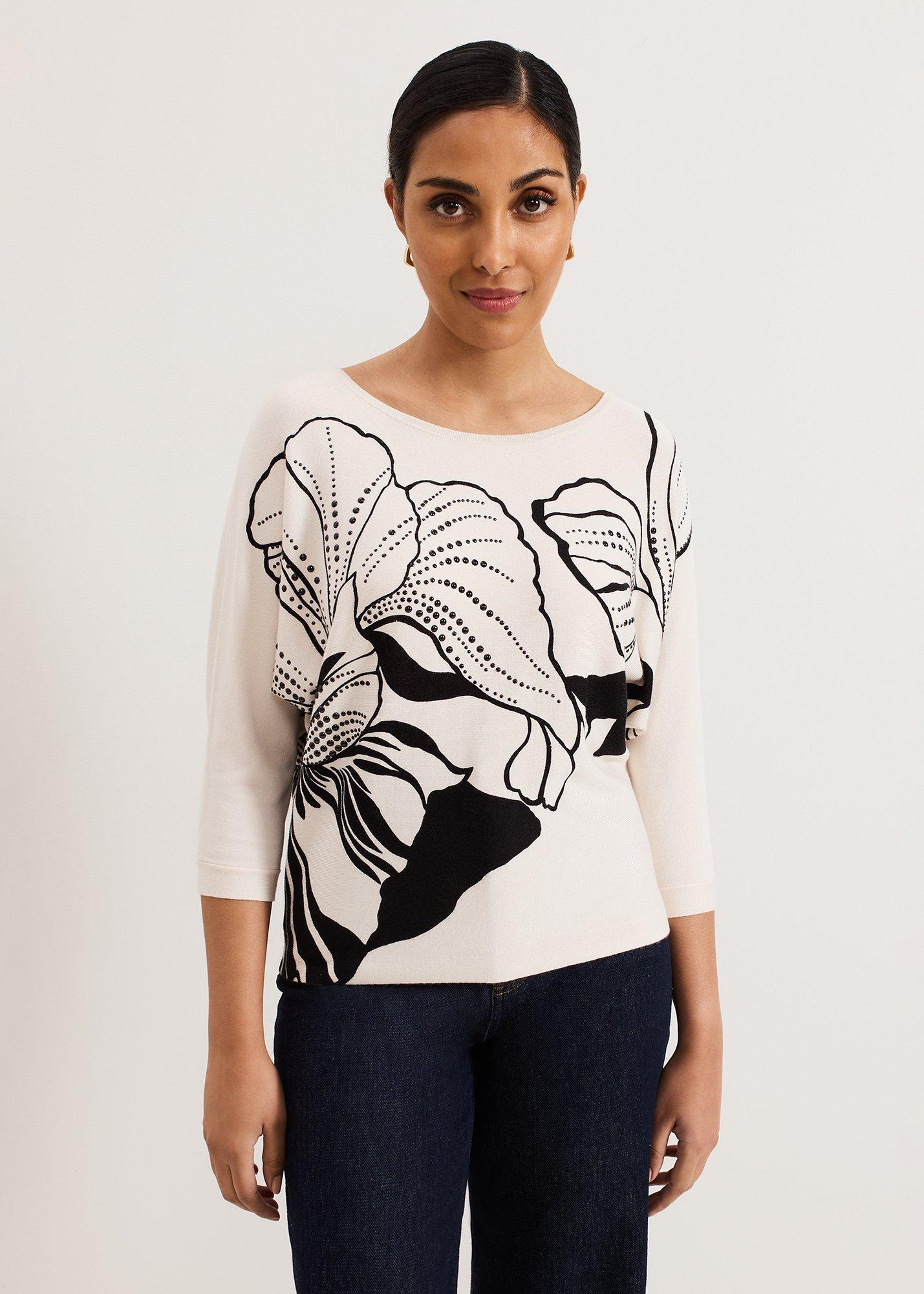 Petite Poppie Print Studd Batwing Top