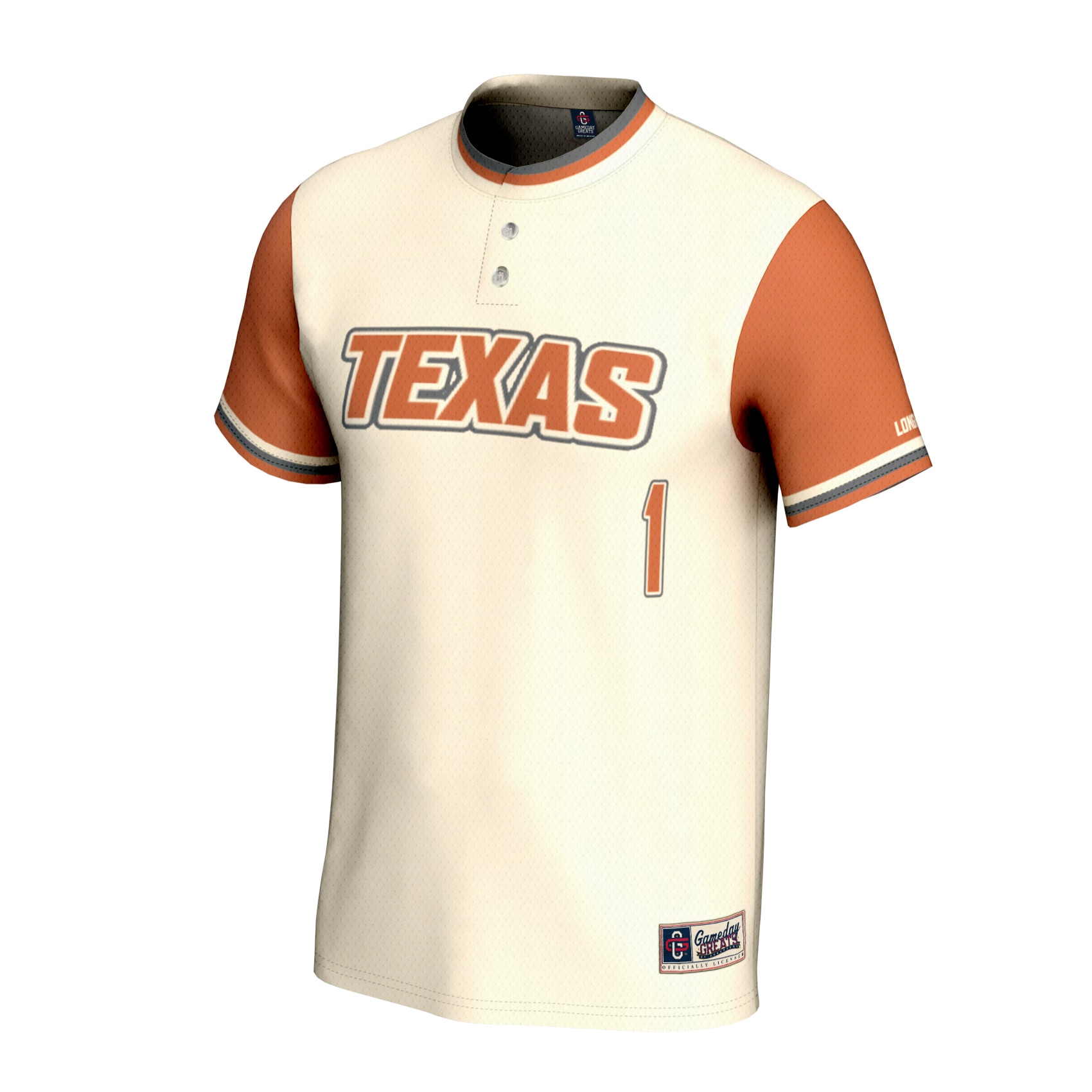 [DDG] Texas Longhorns GameDay Greats Youth Lightweight Softball Fashion Jersey - Cream